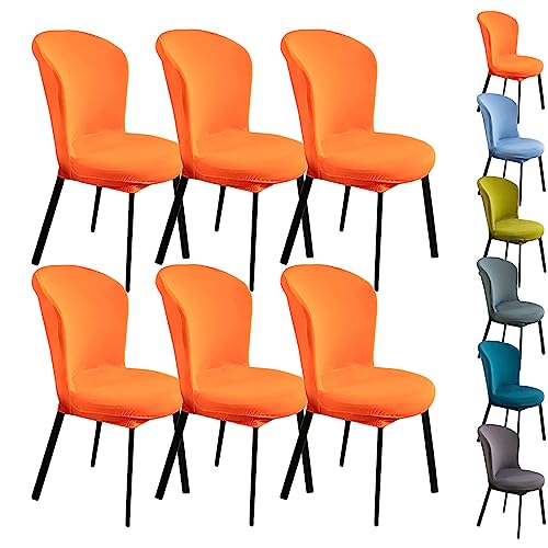 Zeyeo Hochelastischer Stuhlbezug Mit Gebogener Rückenlehne, 1er-/2er-/4er-/6er-Set – Waschbar, Universell Für Esszimmer/Hotel/Restaurant(Orange 6pcs) von Zeyeo