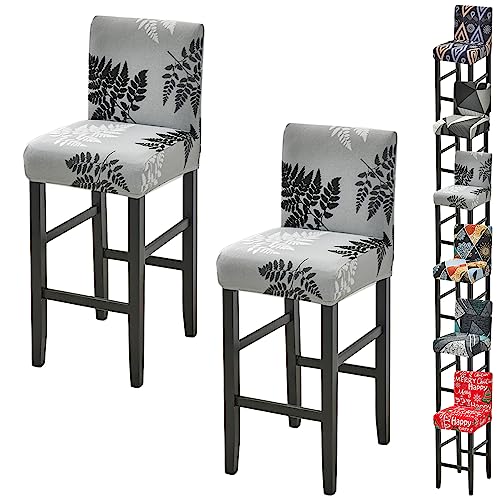 Zeyeo Hohe Hocker Abdeckungen Set Von 1/2/4/6 Niedrigen Zurück Stretch Swivel Theke Stuhl Protector Modern(C 2pcs) von Zeyeo