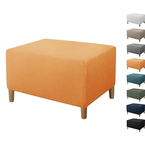 Zeyeo Jacquard-Stretch-Ottoman-Bezug, Rechteckig, 1/2-teilig, Abnehmbar, Waschbar, Bezug Für Fußhocker(Orange 1pcs,Small) von Zeyeo