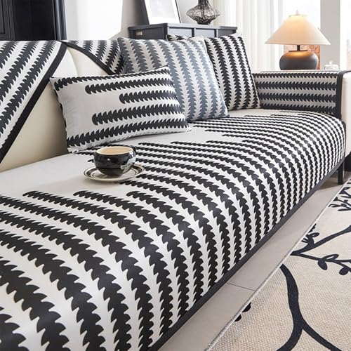 Zeyeo Kühlender Sommer-Couchbezug Aus EIS – Rutschfester, Waschbarer Bezug Für 3-Sitzer-Sofas Und 1-4-Sitzer(Black,110 * 210CM) von Zeyeo