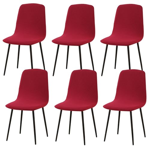 Zeyeo Mid Century Modern Stuhlhussen 2er/4er/6er Set, Stretch Shell Armless Slipcovers Für Esszimmer/Lounge(Wine Red,6Pcs) von Zeyeo