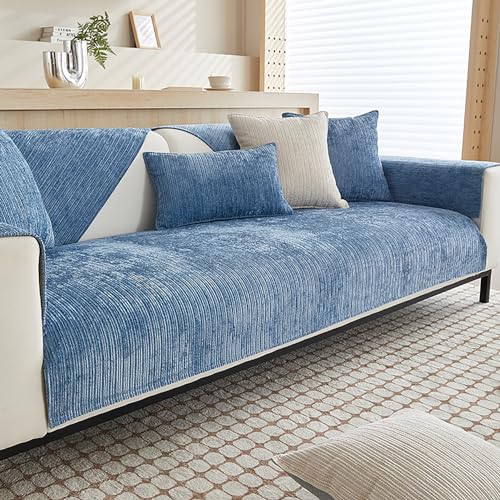 Zeyeo Minimalistischer Gestreifter Sofabezug - Moderner Schnittbezug Für Sofas Mit 2/3/4 Kissen, rutschfest Und Waschbar(Blue,Pillowcase45*45cm) von Zeyeo