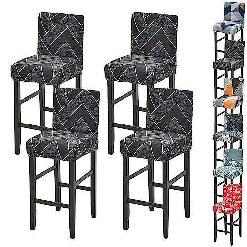 Zeyeo Moderne Bar Stuhl Abdeckung Set 1/2/4/6 Stretch Hohe Hocker Niedrigen Zurück Swivel Zähler Protector(B 4pcs) von Zeyeo