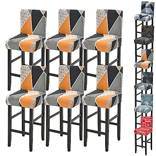 Zeyeo Moderne Bar Stuhl Abdeckung Set 1/2/4/6 Stretch Hohe Hocker Niedrigen Zurück Swivel Zähler Protector(C 6pcs) von Zeyeo