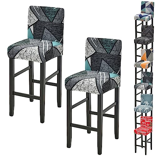 Zeyeo Moderne Bar Stuhl Abdeckung Set 1/2/4/6 Stretch Hohe Hocker Niedrigen Zurück Swivel Zähler Protector(D 2pcs) von Zeyeo