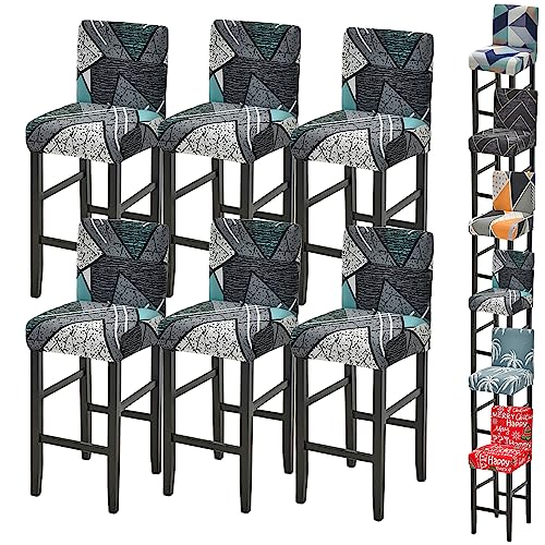 Zeyeo Moderne Bar Stuhl Abdeckung Set 1/2/4/6 Stretch Hohe Hocker Niedrigen Zurück Swivel Zähler Protector(D 6pcs) von Zeyeo