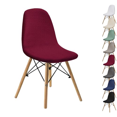 Zeyeo Moderner, Einfarbiger Stuhlbezug Für Schalenstühle, 1/2/4/6er-Pack, Jacquard-Stretch-Schonbezug Für Esszimmerstühle Ohne Armlehnen(Wine 1pcs) von Zeyeo