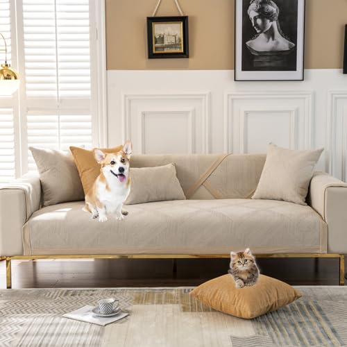 Zeyeo Moderner, einfarbiger Couchbezug in L-Form, für alle Jahreszeiten, universell einsetzbar, für 1-4 Sitzer (Farbe: Gelb, Größe: 70x180cm)(Beige,70 * 120cm/27.6 * 47in) von Zeyeo