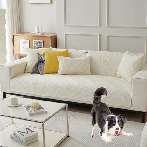 Zeyeo Moderner Sofabezug Aus Massiver Baumwolle Für 2/3/4-Kissen-Couch, Sektionaltor – Rutschfester, Waschbarer Schutz(Beige,Pillowcase17.7 * 17.7in) von Zeyeo