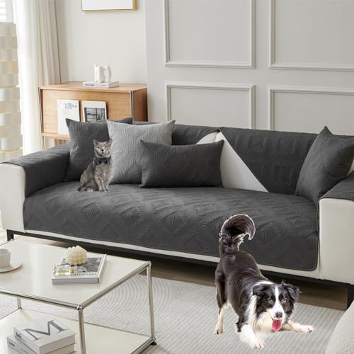 Zeyeo Moderner Sofabezug Aus Massiver Baumwolle Für 2/3/4-Kissen-Couch, Sektionaltor – Rutschfester, Waschbarer Schutz(Dgray,70 * 70cm/27.6 * 27.6in) von Zeyeo