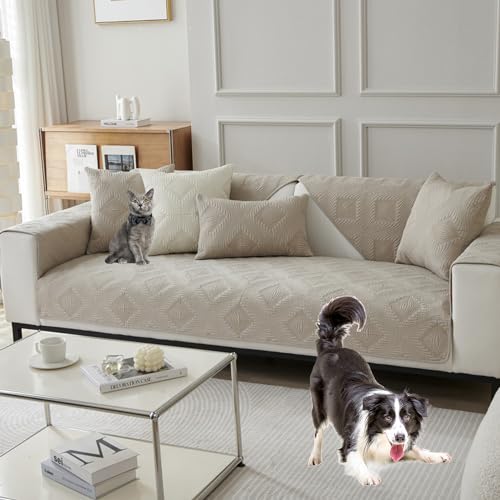 Zeyeo Moderner Sofabezug Aus Massiver Baumwolle Für 2/3/4-Kissen-Couch, Sektionaltor – Rutschfester, Waschbarer Schutz(Lkhaki,70 * 70cm/27.6 * 27.6in) von Zeyeo