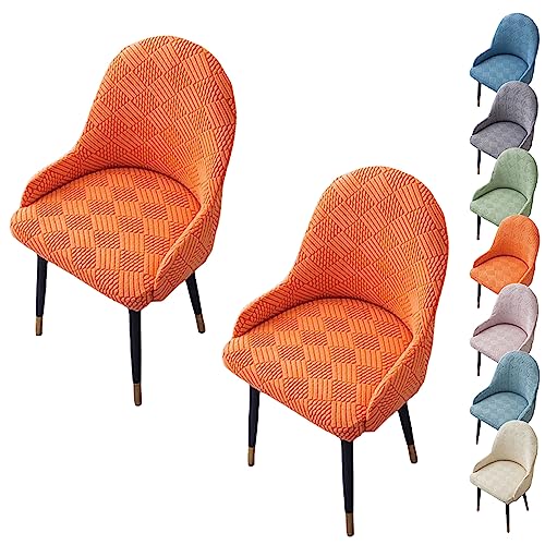 Zeyeo Neues Jacquard-Stuhlhussen-Set Für Esszimmerstühle – Weiche, Verdickte Stretch-Schonbezüge Für Stühle Mit Gebogener Rückenlehne (1/2/4/6 Stück), Waschbar Für Hotels/Restaurants(Orange 2pcs) von Zeyeo