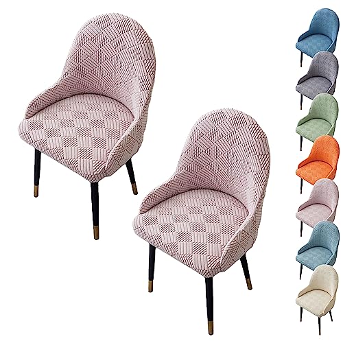 Zeyeo Neues Jacquard-Stuhlhussen-Set Für Esszimmerstühle – Weiche, Verdickte Stretch-Schonbezüge Für Stühle Mit Gebogener Rückenlehne (1/2/4/6 Stück), Waschbar Für Hotels/Restaurants(Pink 2pcs) von Zeyeo