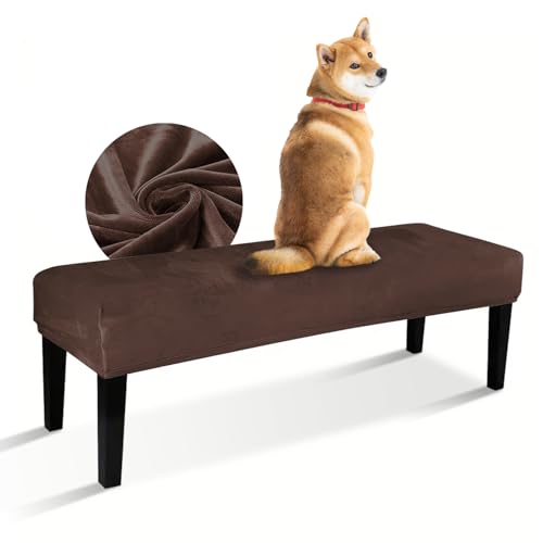 Zeyeo ORiorg Stretch Dining Bench Cover, Bench Covers Slipcover Rectangle Piano Bench Cover, Velvet Bench Seat Protector for Bedroom, Kitchen(Coffee) von Zeyeo