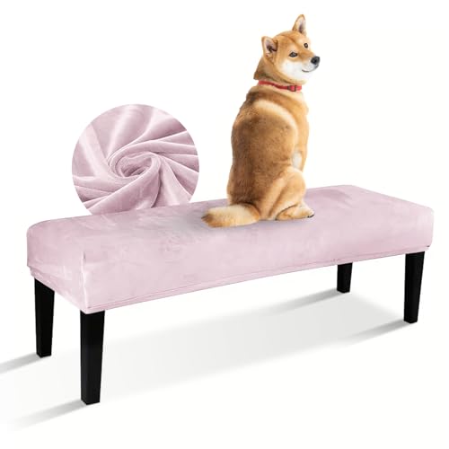 Zeyeo ORiorg Stretch Dining Bench Cover, Bench Covers Slipcover Rectangle Piano Bench Cover, Velvet Bench Seat Protector for Bedroom, Kitchen(Pink) von Zeyeo