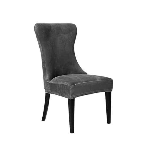 Zeyeo Ohrensessel-Bezüge, 2er-/4er-/6er-Set – Samt-Schonbezüge, Abnehmbare Und Waschbare Schoner Für Esszimmer Und Veranstaltungen(Gray,1Pcs) von Zeyeo