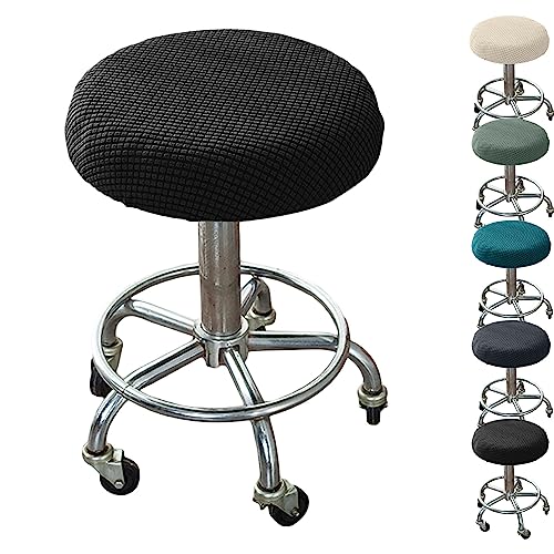 Zeyeo Plaid Runde Hockerbezüge Set Von 1/2/4/6 Verdickte Elastische Für Bar Dreh-/Thekenhocker(Black 1pcs) von Zeyeo