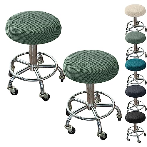 Zeyeo Plaid Runde Hockerbezüge Set Von 1/2/4/6 Verdickte Elastische Für Bar Dreh-/Thekenhocker(Green 2pcs) von Zeyeo