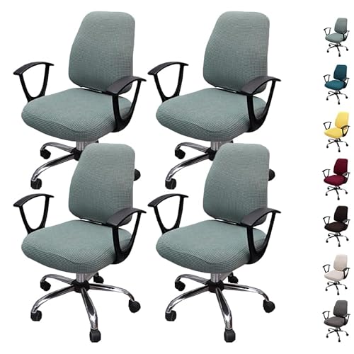 Zeyeo Plaid Stretch Bürostuhlbezug Für Geteilte Schreibtisch-Drehstühle, Sitz- Und Rückenlehnen-Schutzbezug(B 4pcs) von Zeyeo
