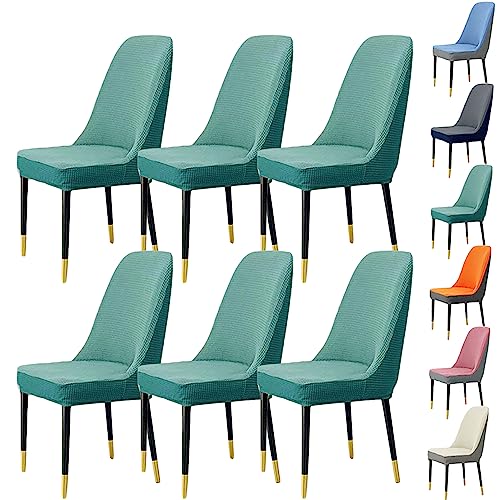 Zeyeo Plaid Stuhl Abdeckung Set 1/2/4/6 Verdickt Stretch Gebogene Zurück Zwei-Farben Nähte Protector(Green 6pcs) von Zeyeo