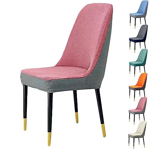 Zeyeo Plaid Verdickt Esszimmer Stuhl Abdeckungen Set Von 1/2/4/6, Stretch Gebogene Zurück Zwei-Farben Nähte Protektoren(Pink 1pcs) von Zeyeo