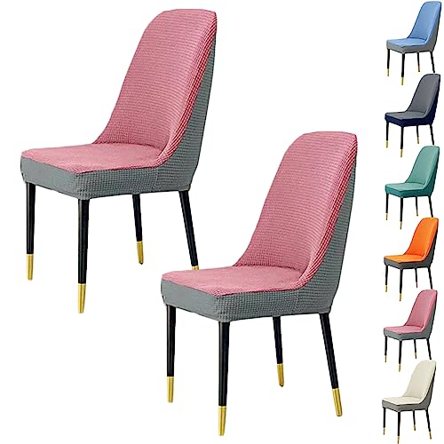 Zeyeo Plaid Verdickt Esszimmer Stuhl Abdeckungen Set Von 1/2/4/6, Stretch Gebogene Zurück Zwei-Farben Nähte Protektoren(Pink 2pcs) von Zeyeo
