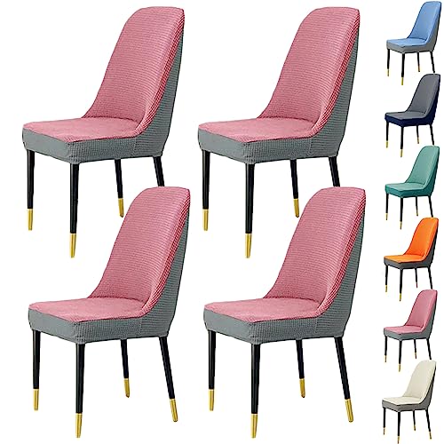 Zeyeo Plaid Verdickt Esszimmer Stuhl Abdeckungen Set Von 1/2/4/6, Stretch Gebogene Zurück Zwei-Farben Nähte Protektoren(Pink 4pcs) von Zeyeo