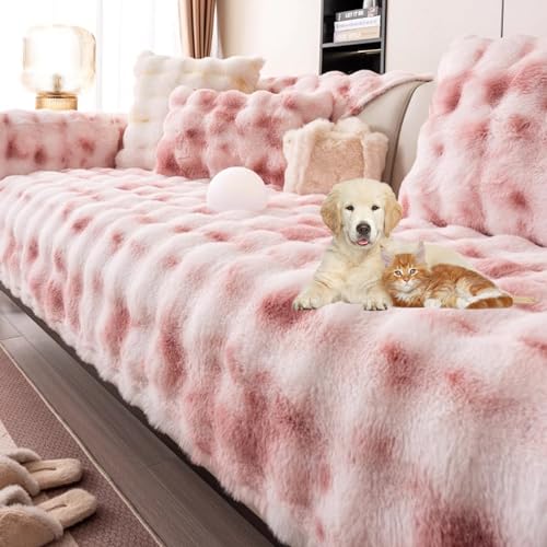 Zeyeo Plüsch-Sofabezug In Farbverlaufsfarbe Für L-Form, 1–4 Sitze, rutschfest, Superweich, Haustierfreundlich, Waschbar(Pink,90 * 160cm/35.4 * 63in) von Zeyeo
