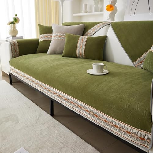Zeyeo Plüschverdickter, Superweicher Couchbezug, Einfarbig, L-förmiger Sofabezug, Rutschfester Schutz Für Haustiere(Green,110 * 240cm/43 * 94.5in) von Zeyeo