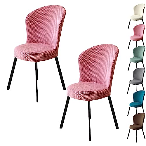 Zeyeo Rundes Sitzbezug-Set (1/2/4/6 Stück) Mit Gebogener Rückenlehne, Verdickter Schonbezug Für Esszimmerstühle, Dehnbar, Waschbar(Pink 2pcs) von Zeyeo