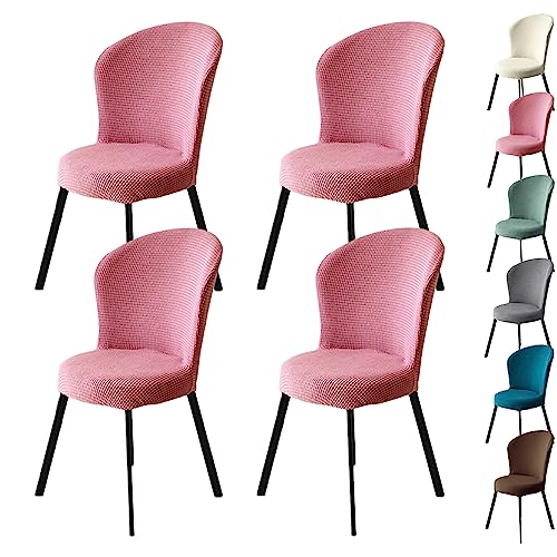Zeyeo Rundes Sitzbezug-Set (1/2/4/6 Stück) Mit Gebogener Rückenlehne, Verdickter Schonbezug Für Esszimmerstühle, Dehnbar, Waschbar(Pink 4pcs) von Zeyeo