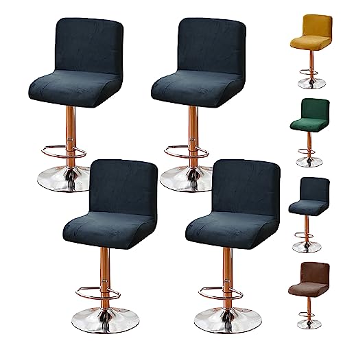 Zeyeo Samt-Barhocker-Bezüge, 2er-/4er-/6er-Set – Dehnbar, Waschbar, Universell Für Drehbare Kneipen-/Thekenhocker(Dark Blue 4pcs) von Zeyeo