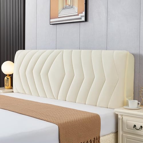 Zeyeo Samtgesteppter Kopfteil-Schonbezug - Dicker Schutz Mit Baumwollfüllung Für Doppelbetten/Queensize-/Kingsize-Betten, Staubdichtes Dekor(Beige,220cm(86.6in)) von Zeyeo