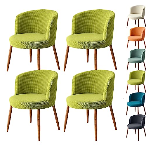 Zeyeo Schonbezug Für Esszimmerstühle Mit Niedriger Rückenlehne, 1er-/2er-/4er-/6er-Set – Verdickter Stretchschutz Für Runde/halbrunde, Gebogene Stühle(Green 4pcs) von Zeyeo