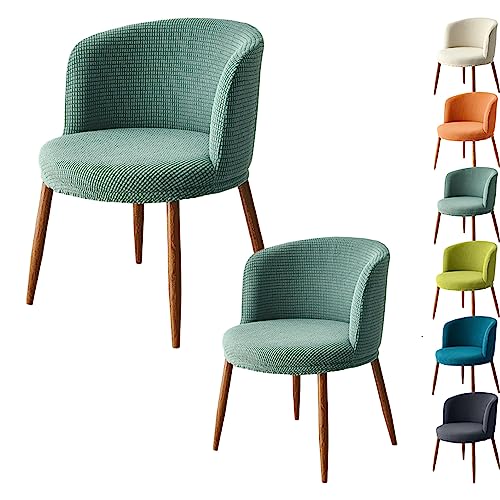 Zeyeo Schonbezug Für Esszimmerstühle Mit Niedriger Rückenlehne, 1er-/2er-/4er-/6er-Set – Verdickter Stretchschutz Für Runde/halbrunde, Gebogene Stühle(Greenb 2pcs) von Zeyeo