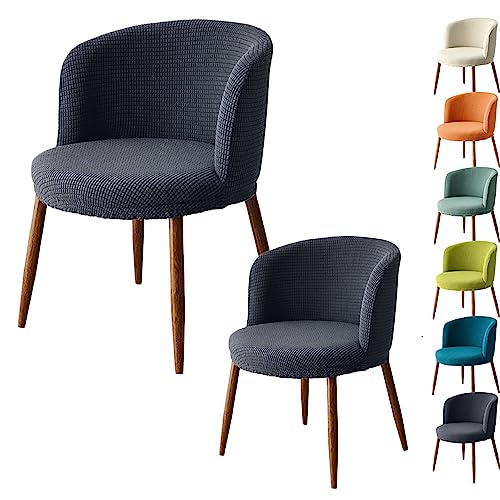 Zeyeo Schonbezug Für Esszimmerstühle Mit Niedriger Rückenlehne, 1er-/2er-/4er-/6er-Set – Verdickter Stretchschutz Für Runde/halbrunde, Gebogene Stühle(Grey 2pcs) von Zeyeo