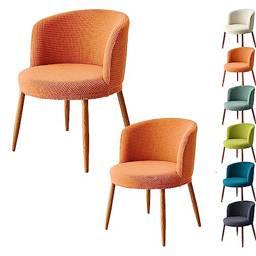 Zeyeo Schonbezug Für Esszimmerstühle Mit Niedriger Rückenlehne, 1er-/2er-/4er-/6er-Set – Verdickter Stretchschutz Für Runde/halbrunde, Gebogene Stühle(Orange 2pcs) von Zeyeo