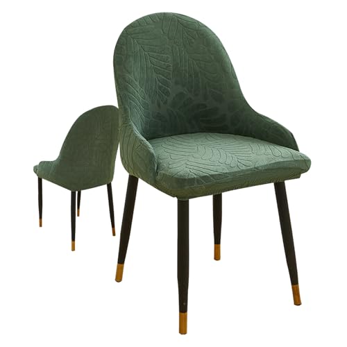 Zeyeo Set Mit 1/2/4/6 Elastischen Stuhlhussen Für Esszimmerstühle Mit Mittelhoher Rückenlehne Und Gebogener Rückenlehne – Jacquardstoff Für Küchen-, Schreibtisch- Und Freizeitsessel(Green,1pcs) von Zeyeo