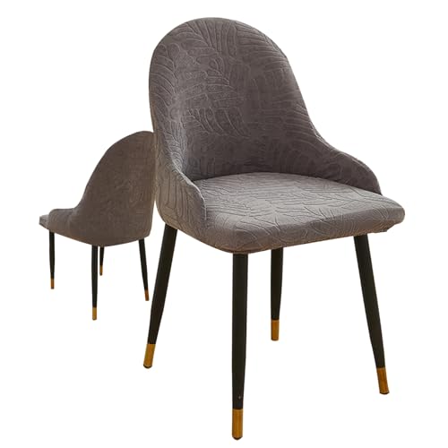 Zeyeo Set Mit 1/2/4/6 Elastischen Stuhlhussen Für Esszimmerstühle Mit Mittelhoher Rückenlehne Und Gebogener Rückenlehne – Jacquardstoff Für Küchen-, Schreibtisch- Und Freizeitsessel(Grey,2pcs) von Zeyeo