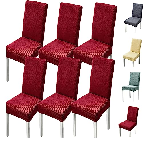 Zeyeo Set of 1/2/4/6 Thickened Plaid Stretch Pattern Chair Cover Removable Washable Seat Cover Modern Style Minimalist Style Dining Chair Protector for Dining Room, Bedroom,(Green 6pcs) von Zeyeo