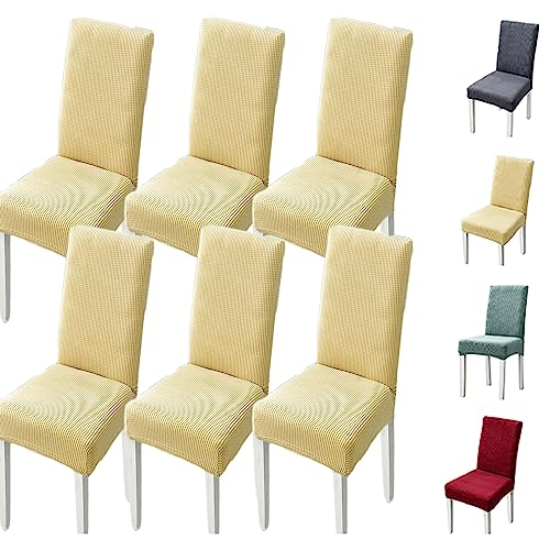 Zeyeo Set of 1/2/4/6 Thickened Plaid Stretch Pattern Chair Cover Removable Washable Seat Cover Modern Style Minimalist Style Dining Chair Protector for Dining Room, Bedroom,(Grey 4pcs) von Zeyeo