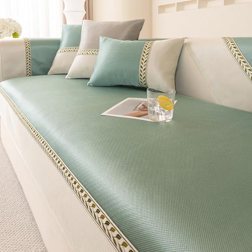 Zeyeo Sommerkühlender Sofabezug Aus Eisseide, rutschfest, Waschbar, Für 1–4 Sitze(Cyan,70 * 210CM/27.5 * 63IN) von Zeyeo