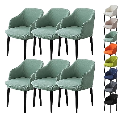 Zeyeo Stretch-Barstuhlhussen Mit Armlehnen, 1er-/2er-/4er-Set, Mit Gebogener Rückenlehne, Drehbar, Küchenstuhlschutz Für Thekenhocker(Lgreen 6pcs) von Zeyeo