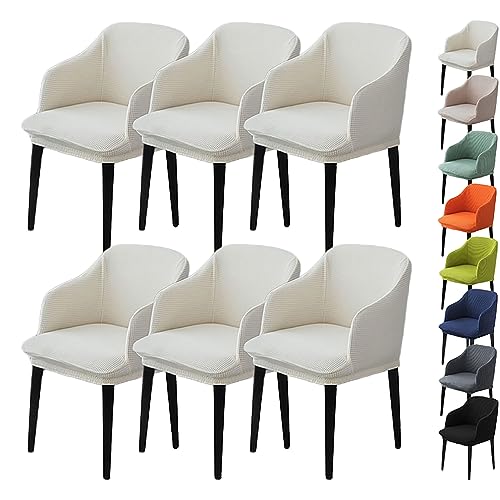 Zeyeo Stretch-Barstuhlhussen Mit Armlehnen, 1er-/2er-/4er-Set, Mit Gebogener Rückenlehne, Drehbar, Küchenstuhlschutz Für Thekenhocker(White 6pcs) von Zeyeo