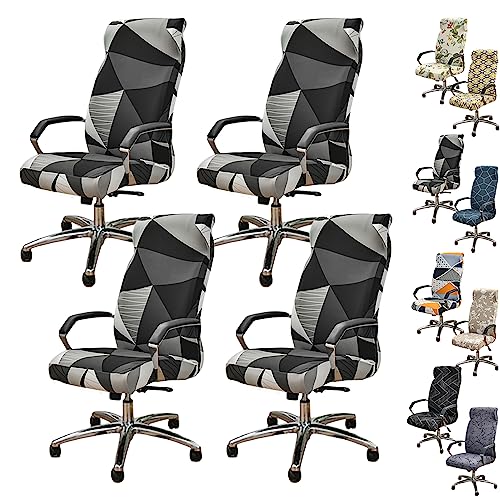 Zeyeo Stretch-Bürostuhlbezüge, 1er-/2er-/4er-Set – Bedruckter Drehstuhl-Schonbezug Mit Reißverschluss Für Büro-Gaming Mit Hoher Rückenlehne(A 6pcs,Large) von Zeyeo