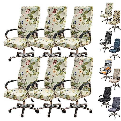 Zeyeo Stretch-Bürostuhlbezüge, 1er-/2er-/4er-Set – Bedruckter Drehstuhl-Schonbezug Mit Reißverschluss Für Büro-Gaming Mit Hoher Rückenlehne(B 6pcs,Medium) von Zeyeo