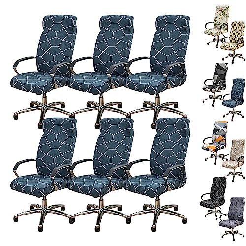 Zeyeo Stretch-Bürostuhlbezüge, 1er-/2er-/4er-Set – Bedruckter Drehstuhl-Schonbezug Mit Reißverschluss Für Büro-Gaming Mit Hoher Rückenlehne(E 6pcs,Medium) von Zeyeo