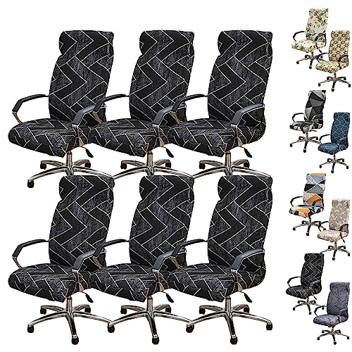 Zeyeo Stretch-Bürostuhlbezüge, 1er-/2er-/4er-Set – Bedruckter Drehstuhl-Schonbezug Mit Reißverschluss Für Büro-Gaming Mit Hoher Rückenlehne(G 6pcs,Medium) von Zeyeo