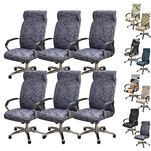 Zeyeo Stretch-Bürostuhlbezüge, 1er-/2er-/4er-Set – Bedruckter Drehstuhl-Schonbezug Mit Reißverschluss Für Büro-Gaming Mit Hoher Rückenlehne(H 6pcs,Large) von Zeyeo