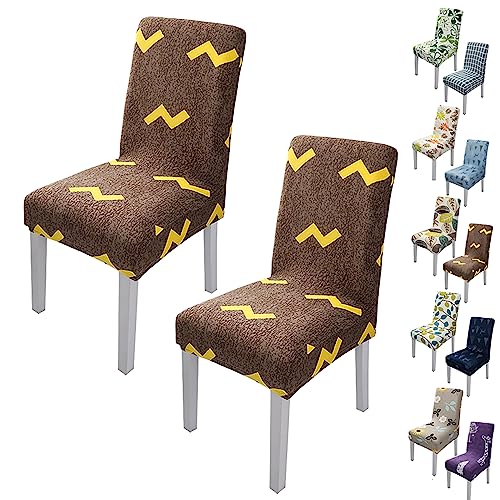 Zeyeo Stretch Chair Cover for Dining Room Set of 1/2/4/6 Modern Style Parson Chair Slipcovers Jacquard Design Seat Cover Universal Washable Seat Protector for Hotel Banquet Restaurant,Flower a 2pcs(Br von Zeyeo